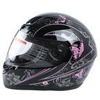 Full Face Motorcycle Helmet for Adult (S–XXL) - Pink Black Butterfly
