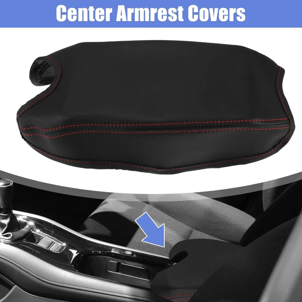 Microfiber Leather Auto Armrest Cover Pad for Honda HR-V (2016-2021) Black/Red