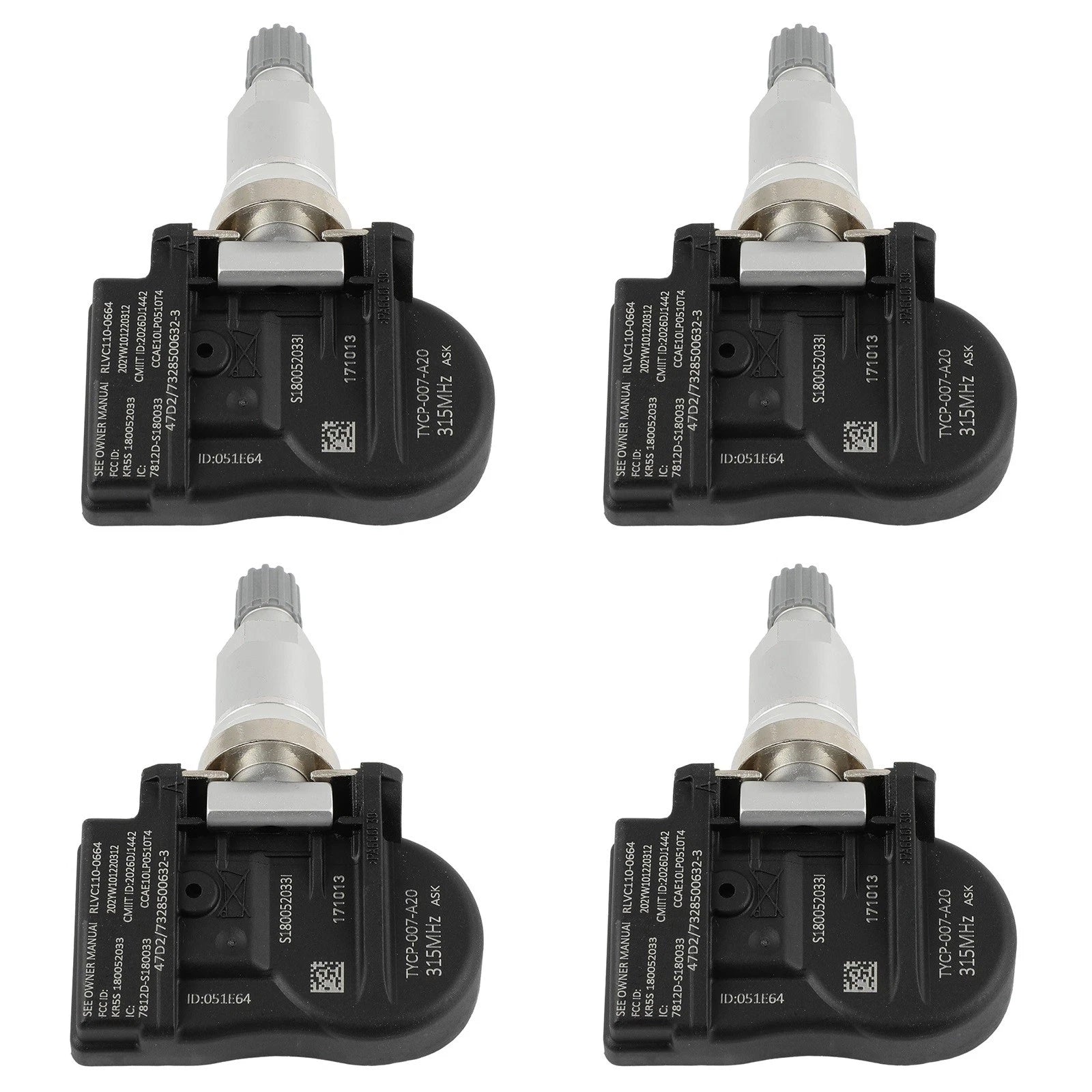 Set of 4 Tire Pressure Sensors for Nissan XTerra, Versa (315MHz)