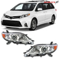 Pair Headlights for Toyota Sienna (2011–2020) Halogen Chrome