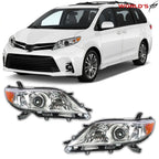 Pair Headlights for Toyota Sienna (2011–2020) Halogen Chrome