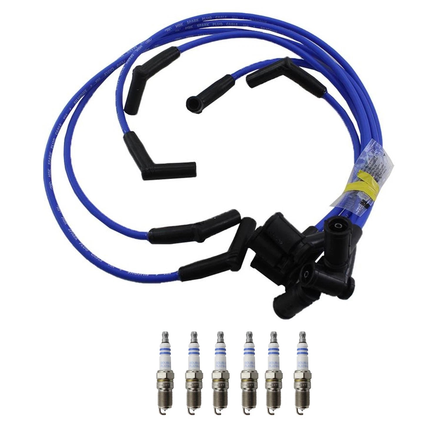 NGK Wire Set & Bosch 6 Double Platinum Spark Plugs for Sable Taurus (1996–1999)