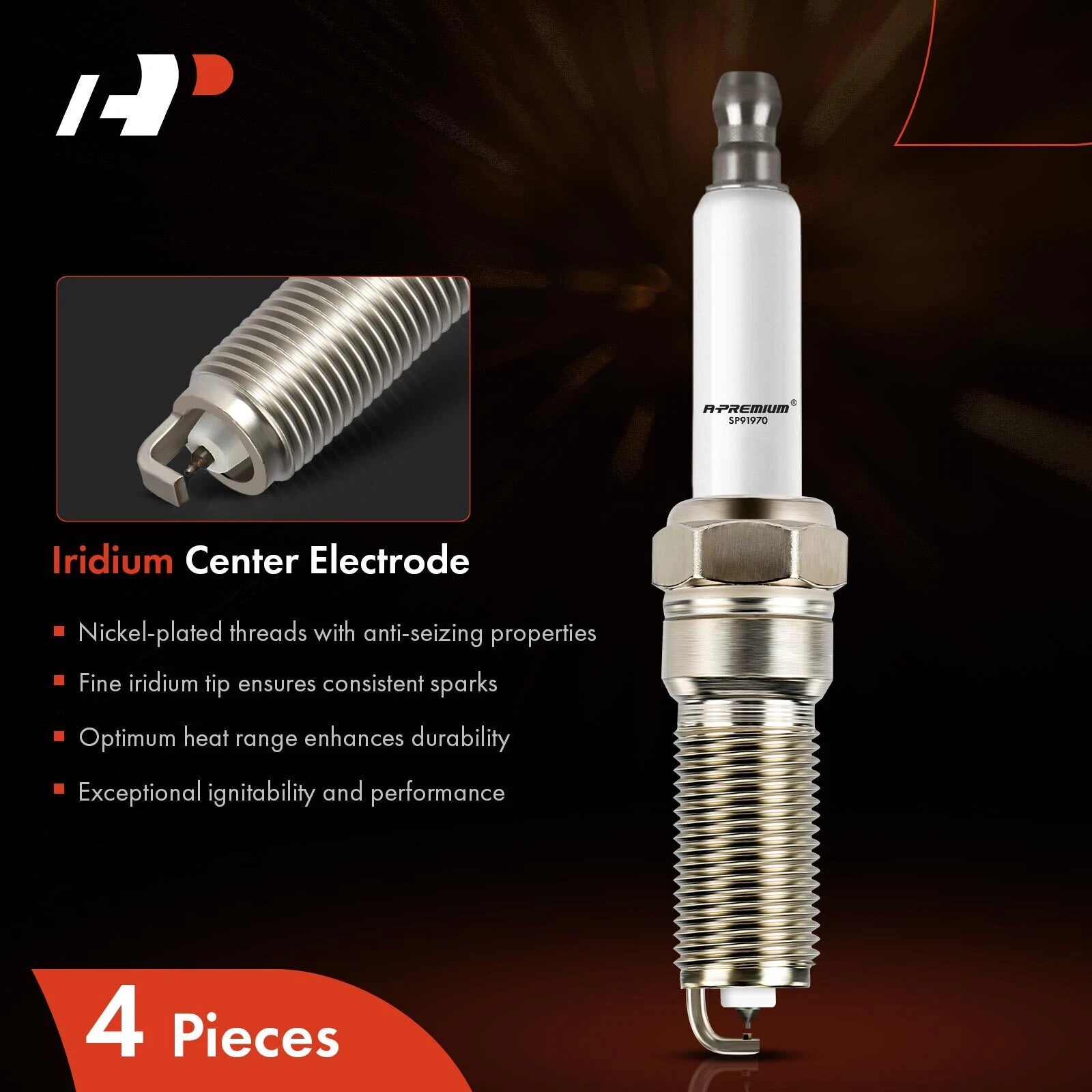 Set of 4 Iridium Platinum Spark Plugs for Chevy Equinox (2018–2020) Malibu (2016–2020)