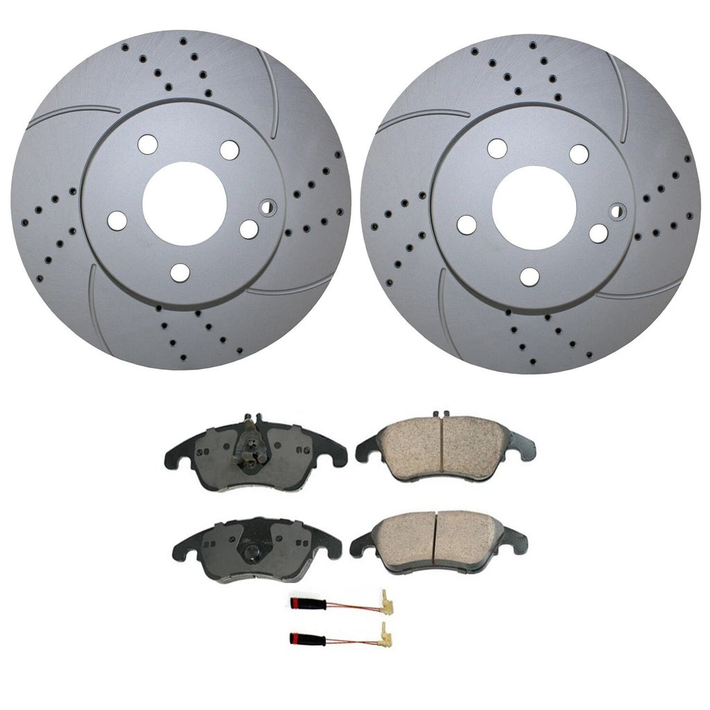 Front Brake Kit 295mm Drilled Disc Rotors & Akebono Pads for MB W204 W212
