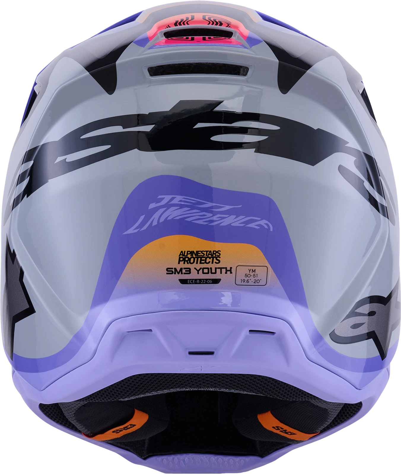 Alpinestars Jettson SM3 Youth Offroad Helmet for Kids (Gloss Grey Purple Black)