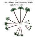 15pc Mixed Size Palm Trees for Train Railroad Landscape Scenery