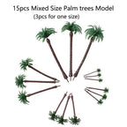 15pc Mixed Size Palm Trees for Train Railroad Landscape Scenery