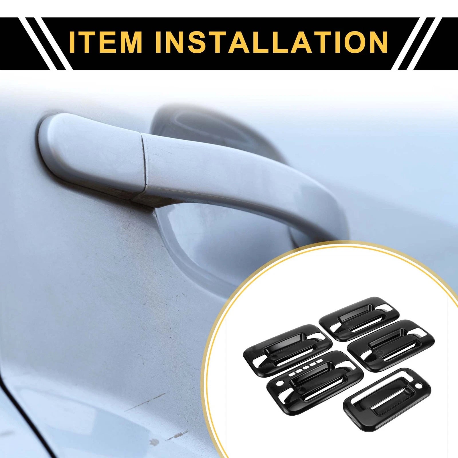 Set of 4 Exterior Door Handle Covers for Ford F-150 (2004–2014) Black