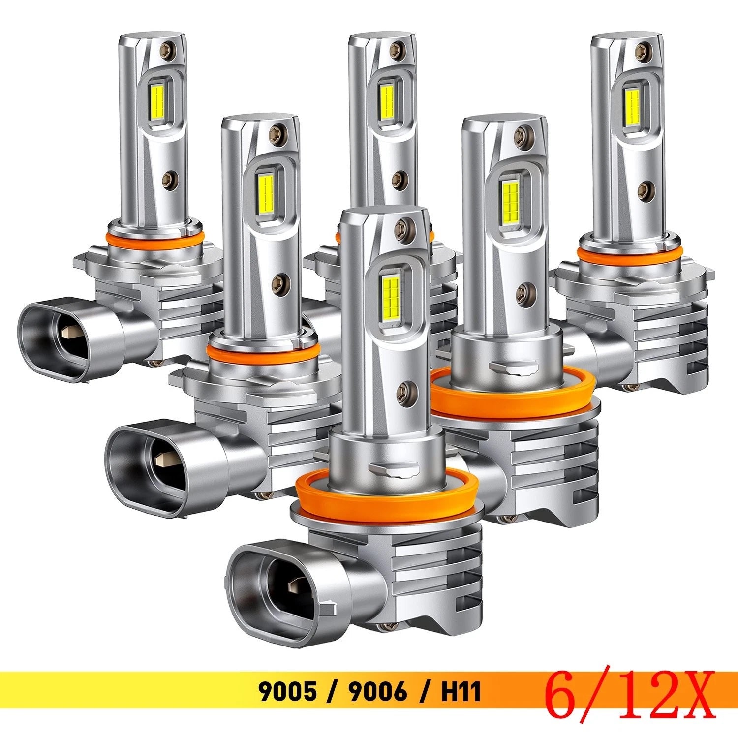 6X Combo 9005+9006+H11 LED Headlight Bulbs 6500K 60000LM
