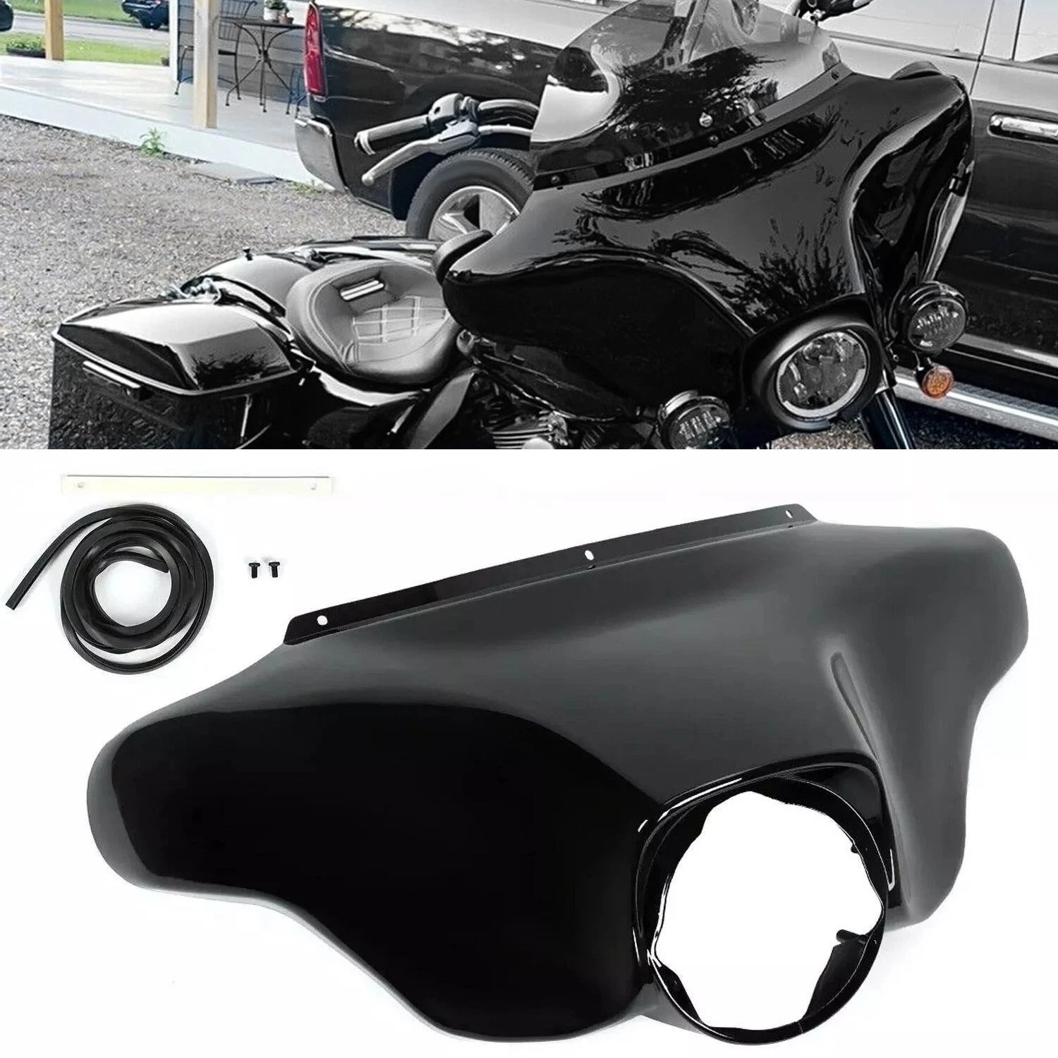 Black Front Outer Batwing Fairing for Harley Street Electra Glide FLHT (1996–2013)