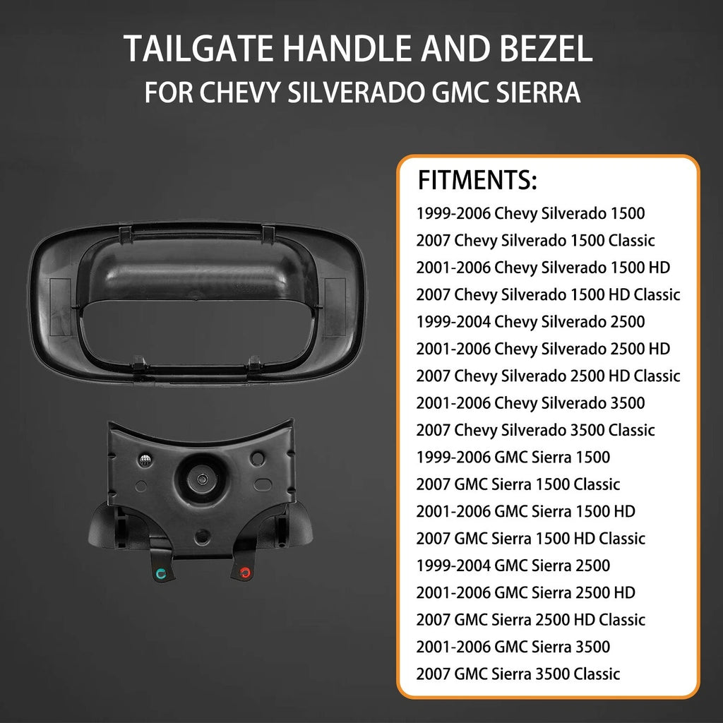 Tailgate Handle Latch & Bezel Trim for Chevy Silverado GMC Sierra