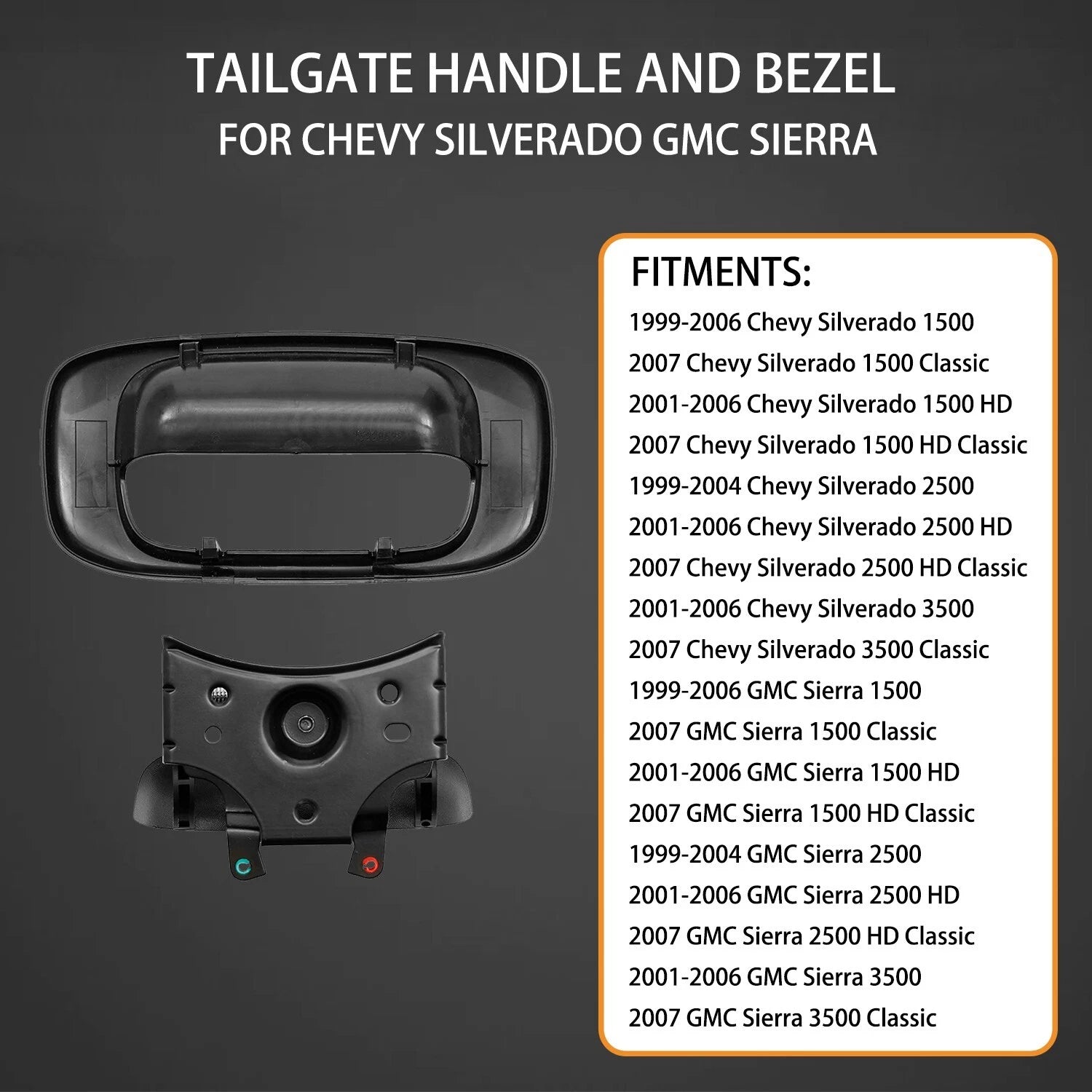 Tailgate Handle Latch & Bezel Trim for Chevy Silverado GMC Sierra