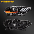 2X LED Projector Headlights for Ford Mustang (2018–2020)