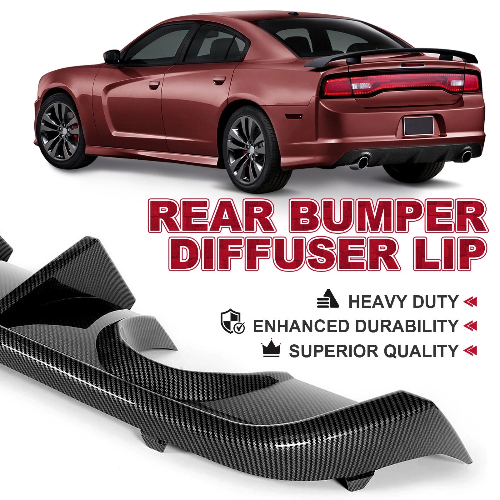 Rear Diffuser for Dodge Charger SRT8 (2012-2014) Carbon Fiber Style