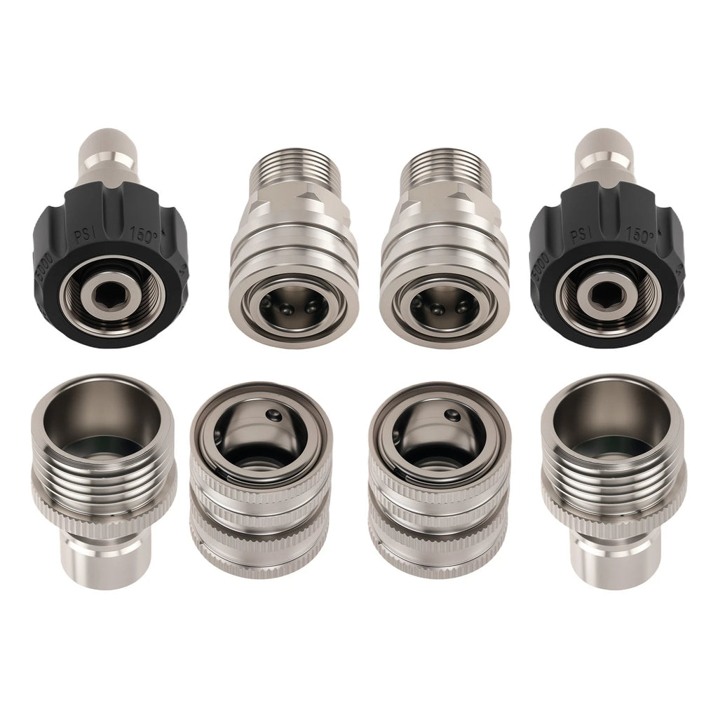 8PC Pressure Washer Quick Connect Adapter Kit M22-14mm Stainless Steel