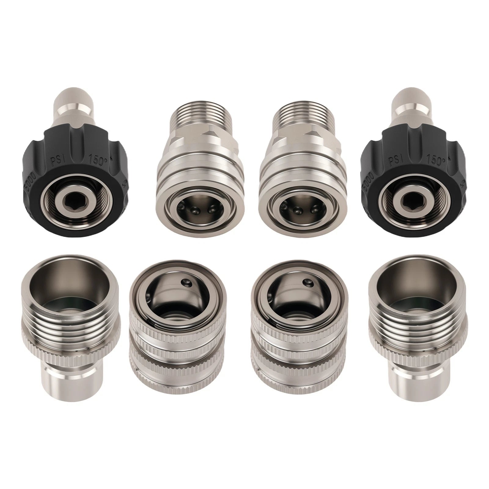 8PC Pressure Washer Quick Connect Adapter Kit M22-14mm Stainless Steel