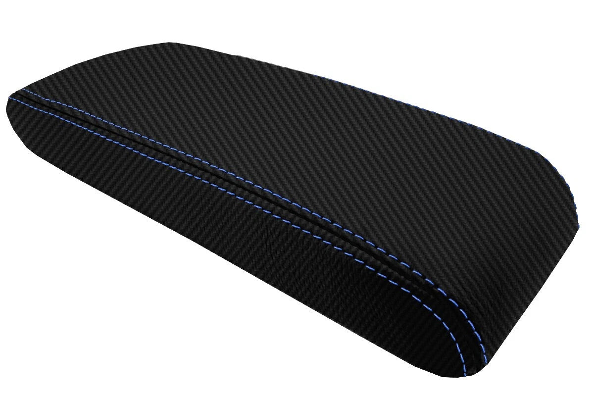 Console Armrest Cover for Honda Accord (1994–1997) Carbon Fiber Black Blue Stitch