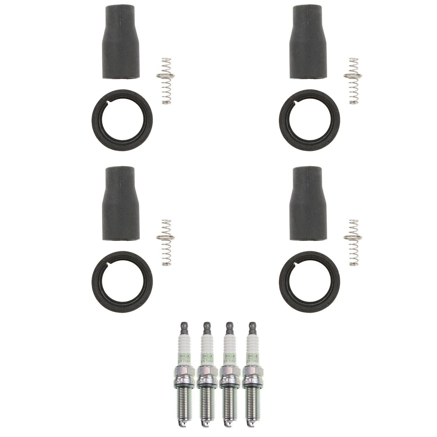 Set of 4 NGK G-Power Platinum Spark Plugs & Coil Boots for Kia Soul (2010–2019)