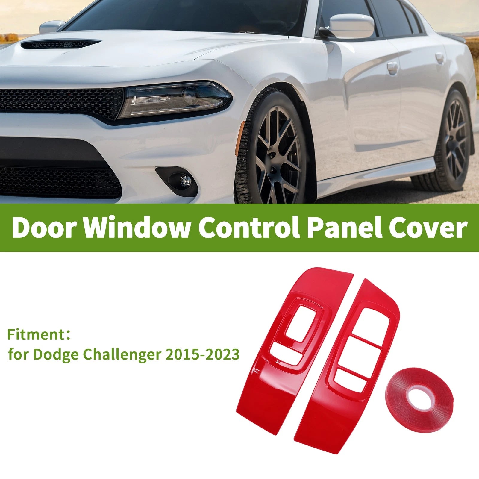 2Pcs Window Switch Bezel Cover for Dodge Challenger (2015–2023)