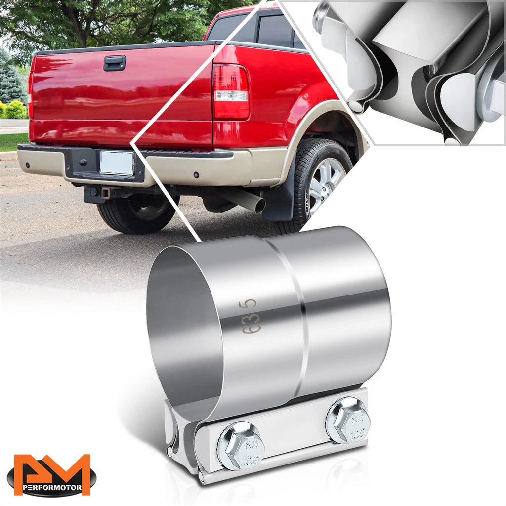 2.5" ID Stainless Steel Catback Exhaust Pipe Lap Joint Band Clamp Sleeve Coupler for