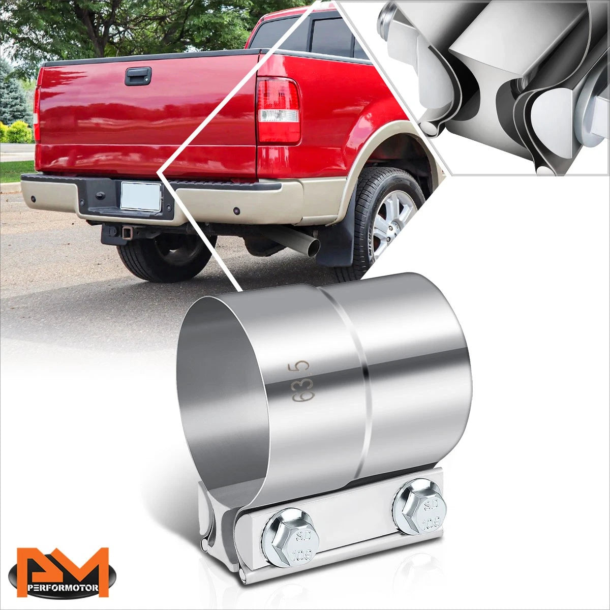 2.5" ID Stainless Steel Catback Exhaust Pipe Lap Joint Band Clamp Sleeve Coupler for