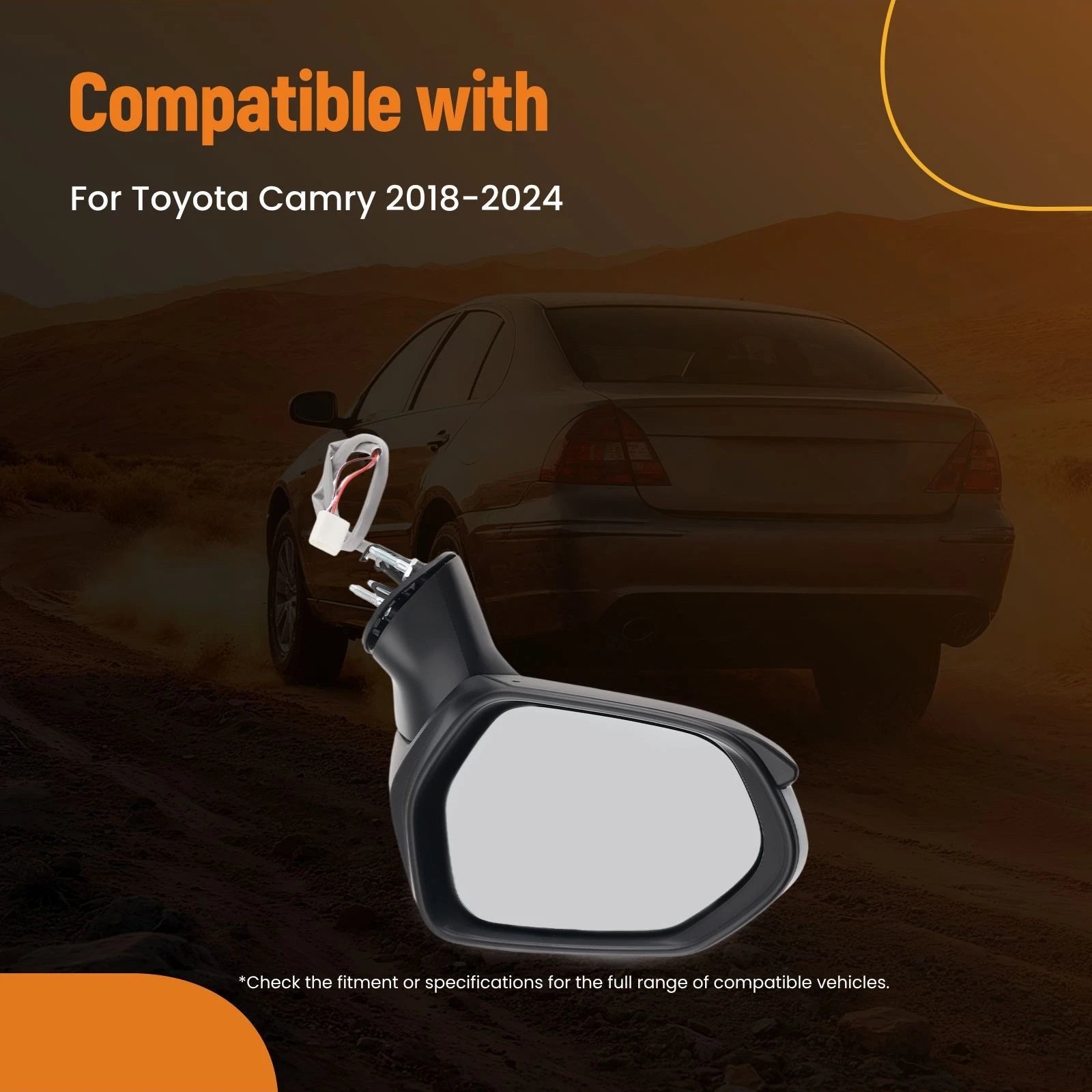 Left Driver Mirror for Toyota Camry Hybrid XLE (2018–2024) Power