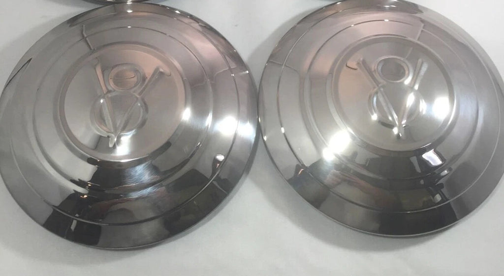 Stainless Hubcaps with 3 Raised Rings for 1932 Ford Car V8 (1932–1932)