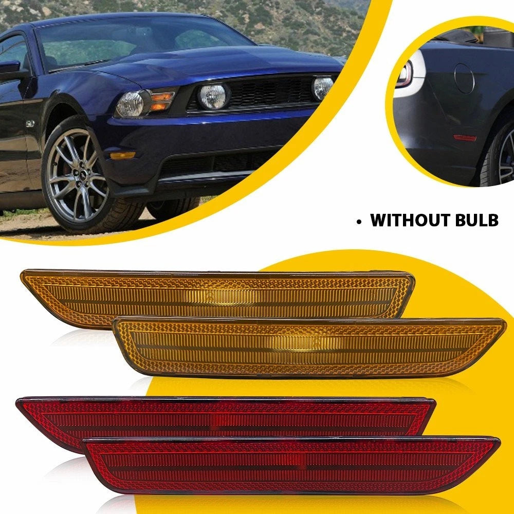 2X Front Rear Bumper Side Marker Lights Housing for Ford Mustang (2010–2014)