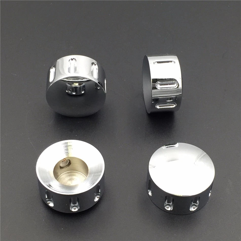 Chrome Grooved Bolt Toppers Caps for Harley Twin Cam Dyna Softail Road King
