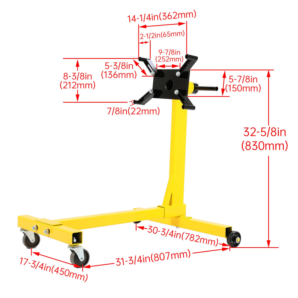 Engine Stand for Vehicle Engine Block with 360 Degree Rotating Head