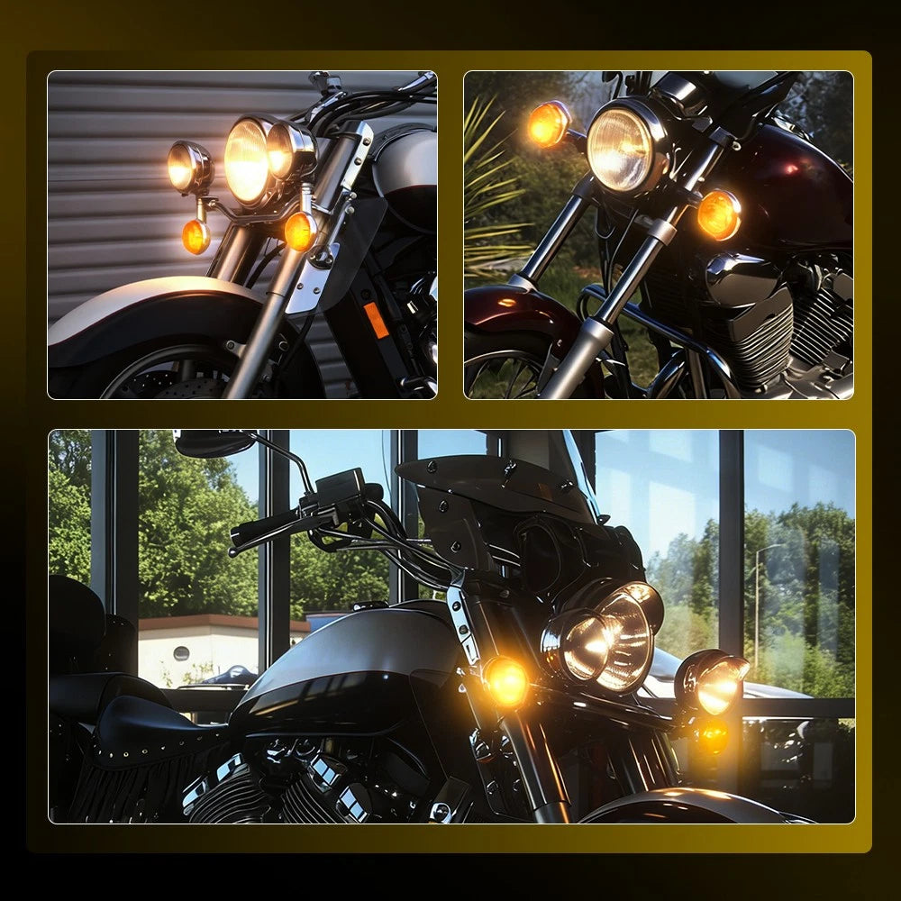 2Pcs Chrome Turn Signal Indicator Lights for Yamaha Road Star 1600 1700 (2000–2007)