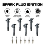 Set of 6 Ignition Coils & Spark Plugs for Kia Sedona Sorento K900 Optima Rondo (N/A)