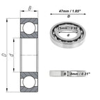 Deep Groove Ball Bearing 25x47x8mm for Scooter Skateboard (P0)