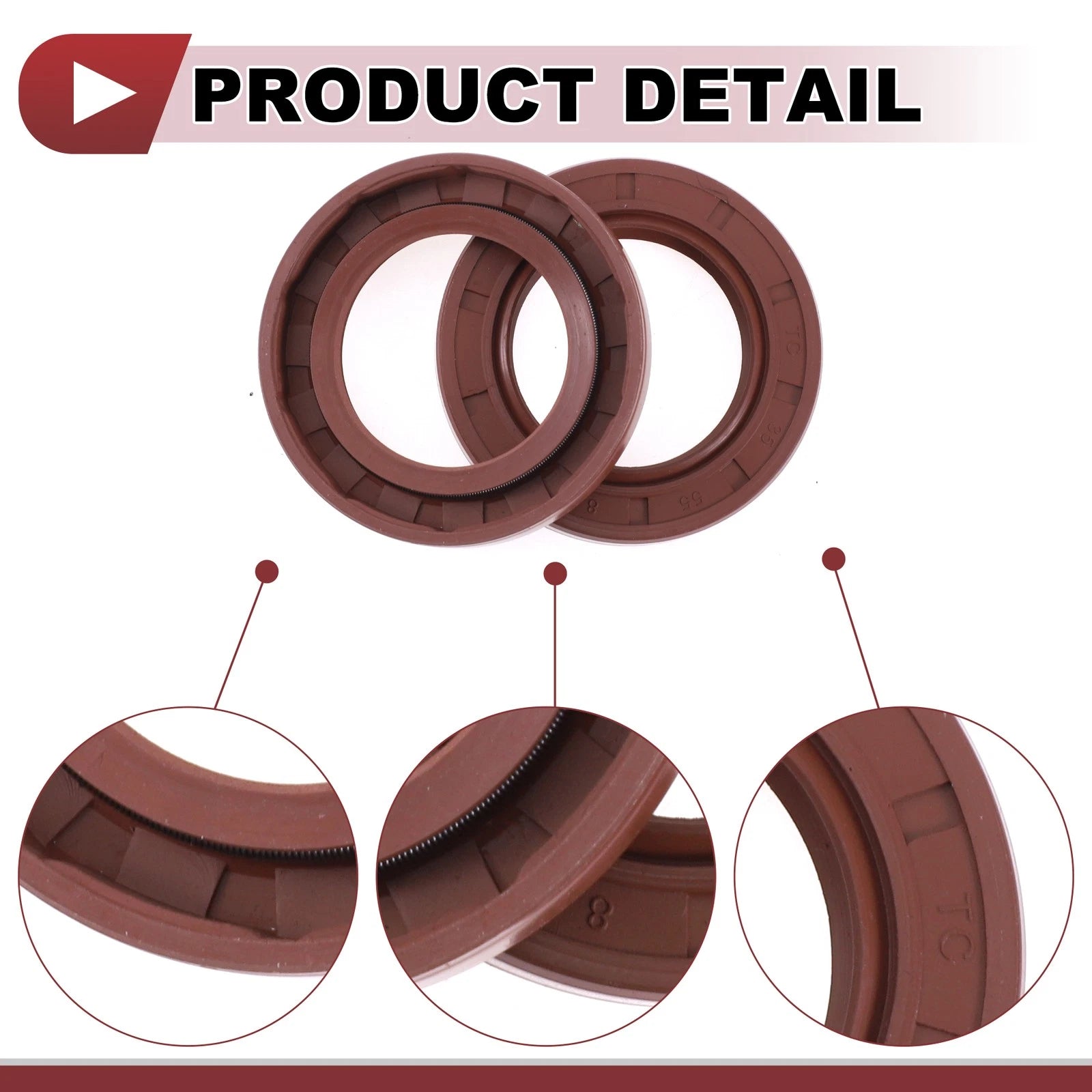 2X Oil Seal Rotary Shaft Seal FKM Rubber 35x55x8mm for Various Models