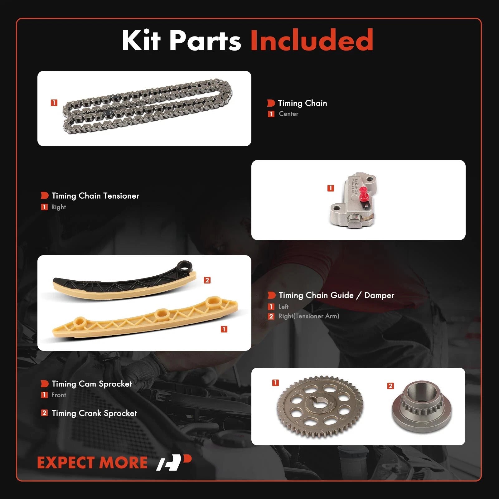 6X Timing Chain Kit for Honda Civic (2006–2015), HR-V (2016–2021)