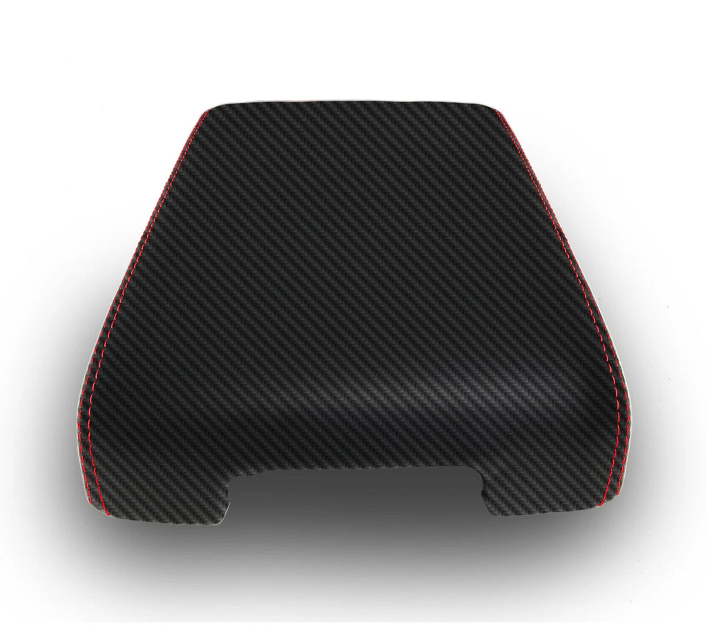 Console Lid Armrest Cover for Infiniti QX60 (2014–2020) Carbon Fiber Red Stitch