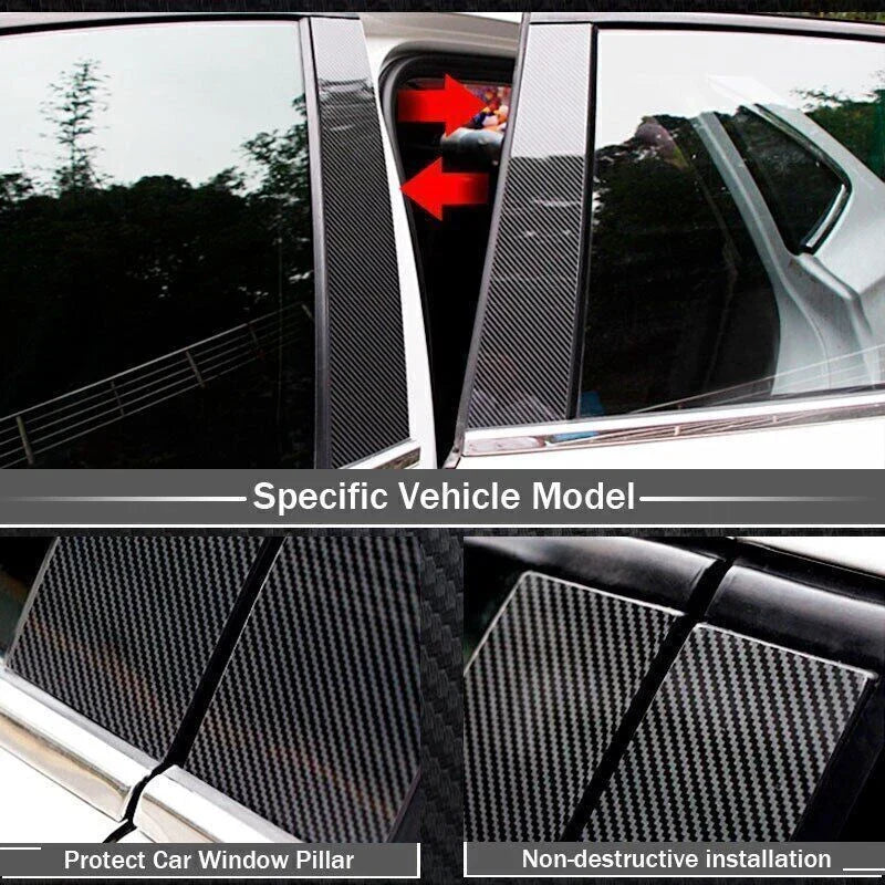 6X Carbon Fiber Door Window Trim Posts Covers for Porsche Macan (2014–2022)
