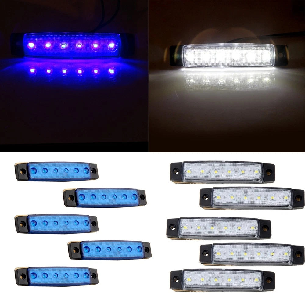 10pcs Sealed Side Marker Rear Tail Light for Trailer Truck (12V) - Blue/White