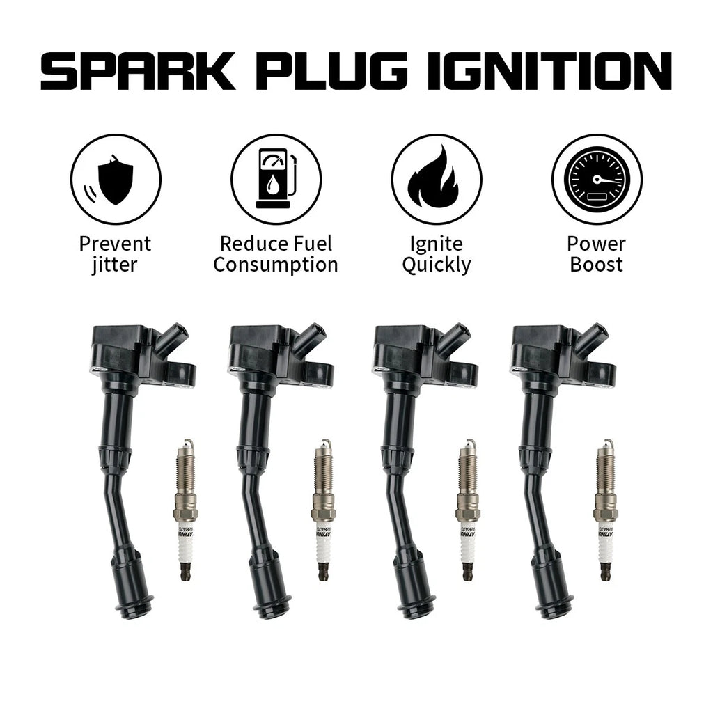 4X Ignition Coil & Spark Plug for Ford Fusion SE SEL (2014–2020) 1.5L
