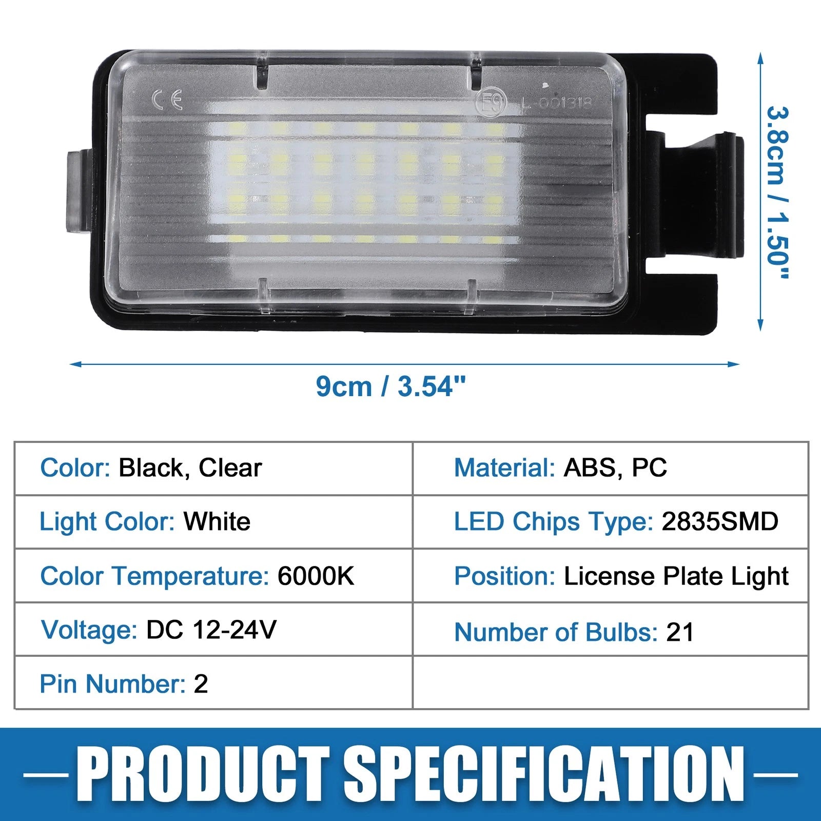 2X White LED License Plate Light Assembly 26510CD00A 2835SMD for Nissan