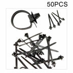 50 Pcs Black Nylon Cable Strap Push Mount Wire Tie Retainer Clip