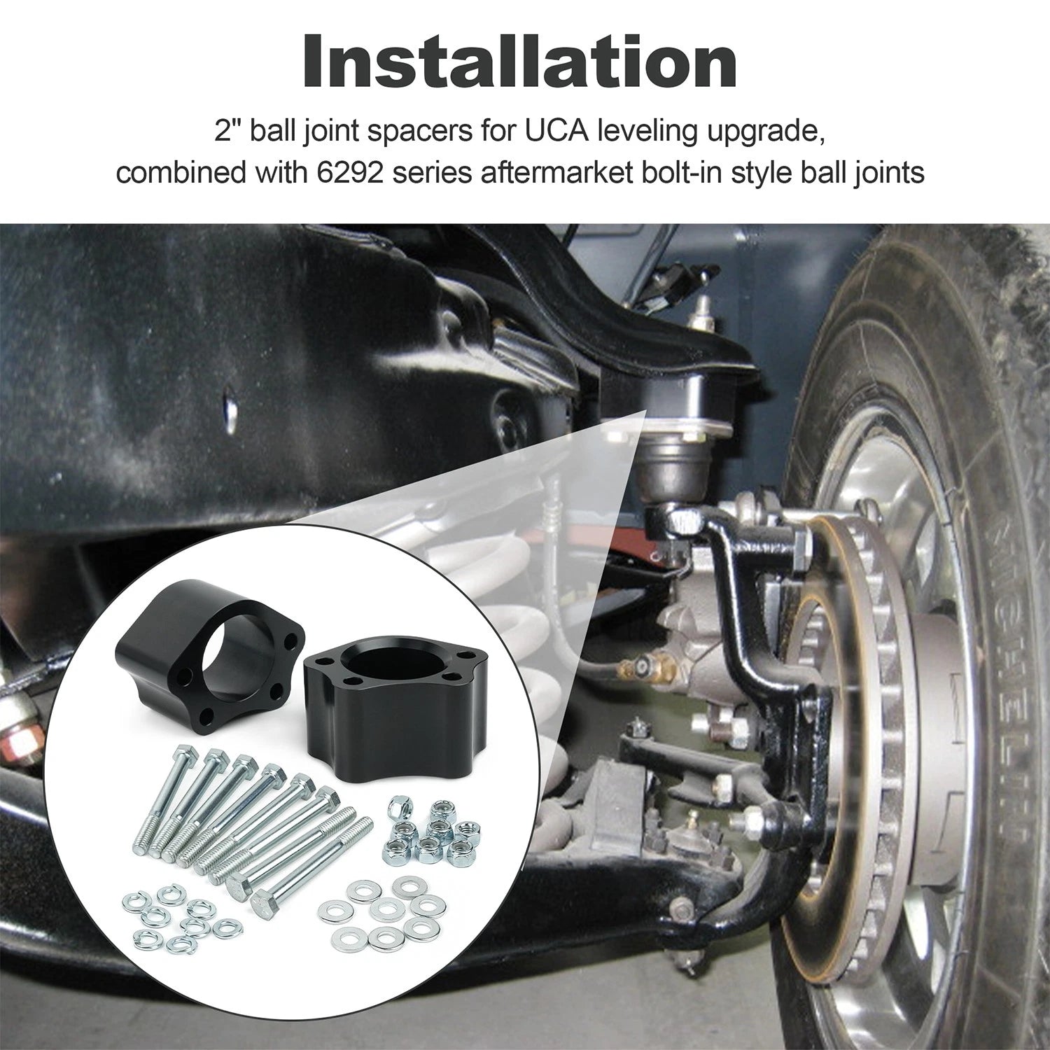 2 Inch UCA Ball Joint Spacers Leveling Kit for Chevrolet Silverado GMC (2014–2023)