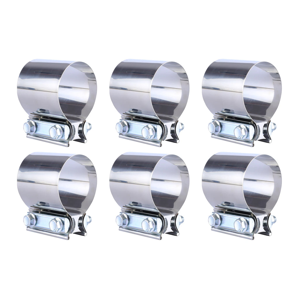 6Pcs 3" T304 Stainless Steel Exhaust Clamp for Universal Applications