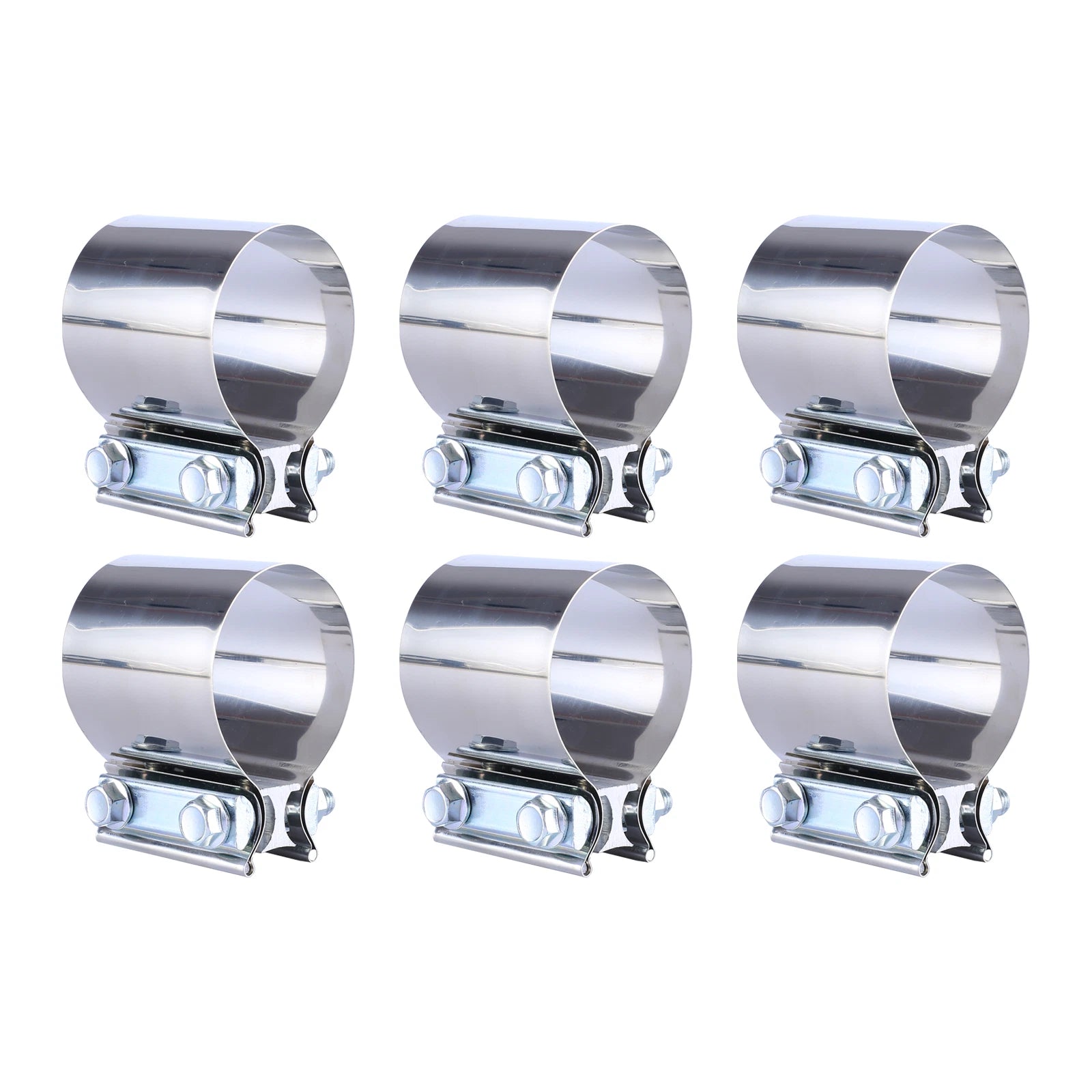 6Pcs 3" T304 Stainless Steel Exhaust Clamp for Universal Applications
