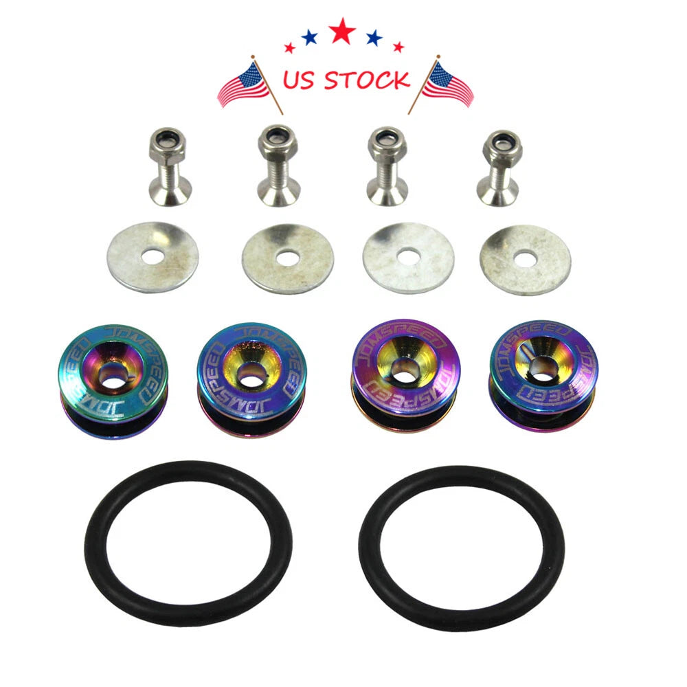 Set of 4 Neo Chrome Quick Release Fasteners for FIT Car Bumper & Trunk