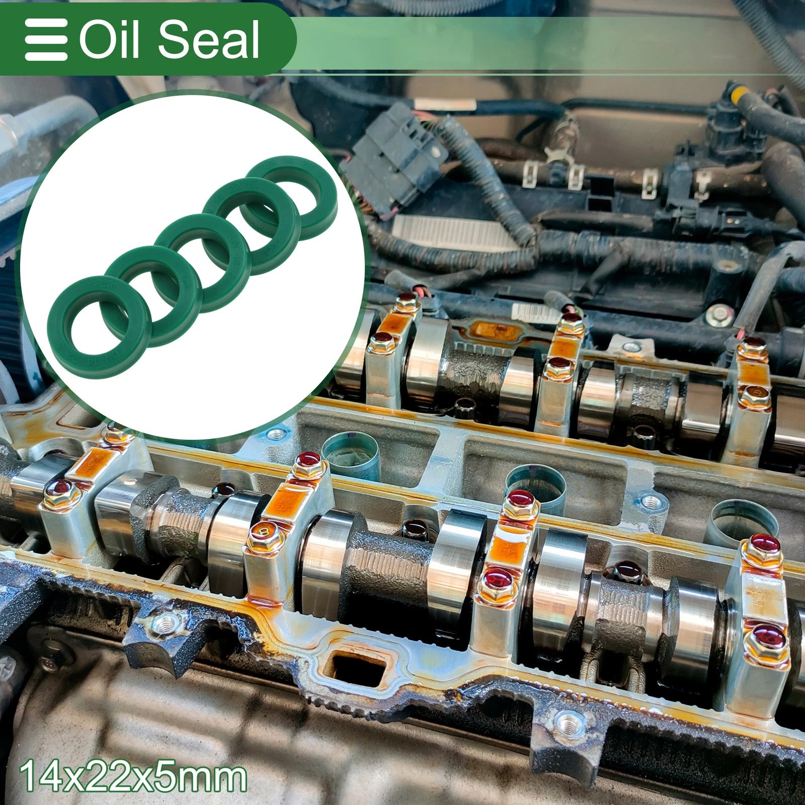 Set of 5 Oil Seal Ring 14x22x5mm for Rotary Shaft (High Pressure)