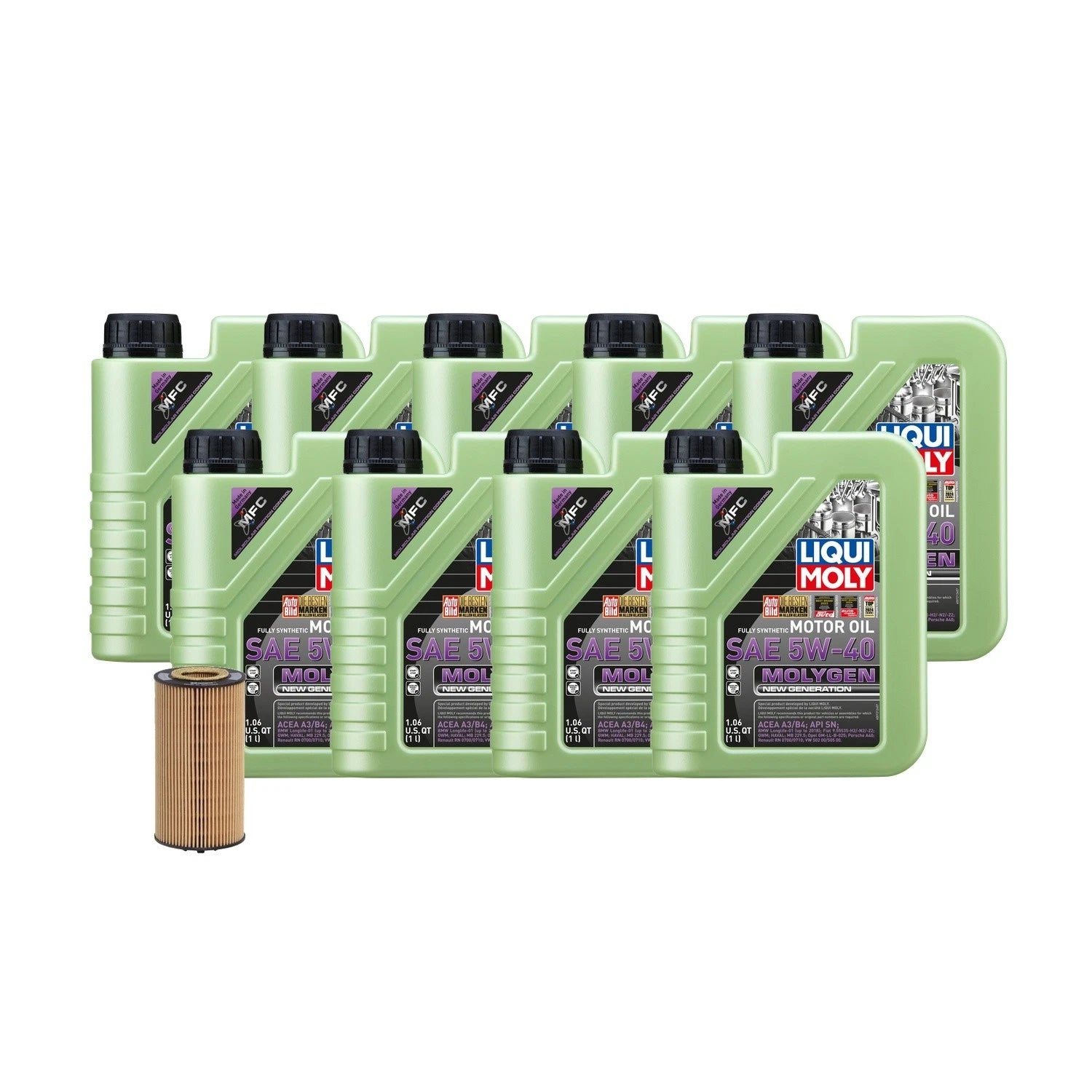 Oil Change Kit 9L Liqui Moly Molygen 5W40 for Audi BHF/BNK (2000–2009)
