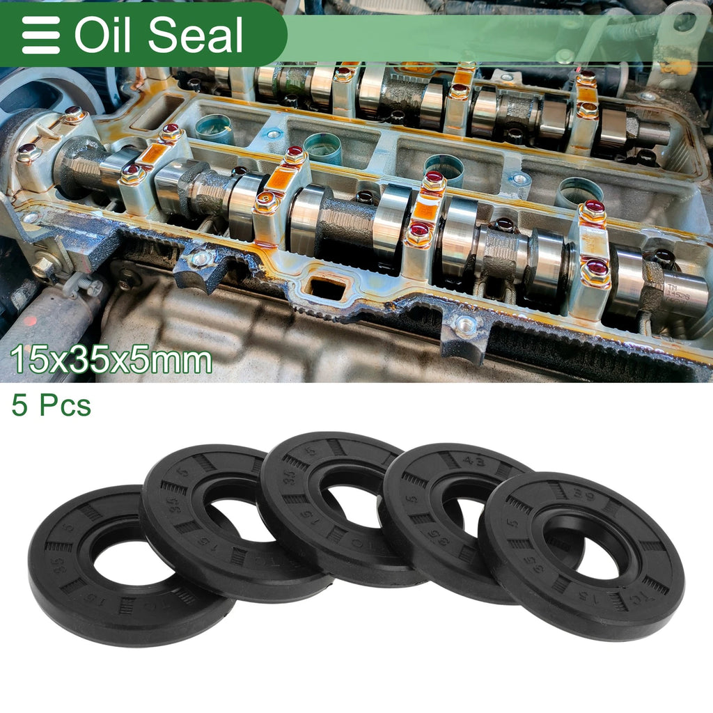 Set of 5 Oil Seal Rotary Shaft Seal NBR Rubber 15x35x5mm