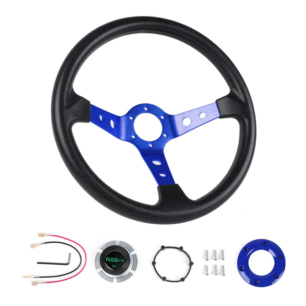 14-Inch Deep Dish Racing Steering Wheel for Cars (6 Bolt)