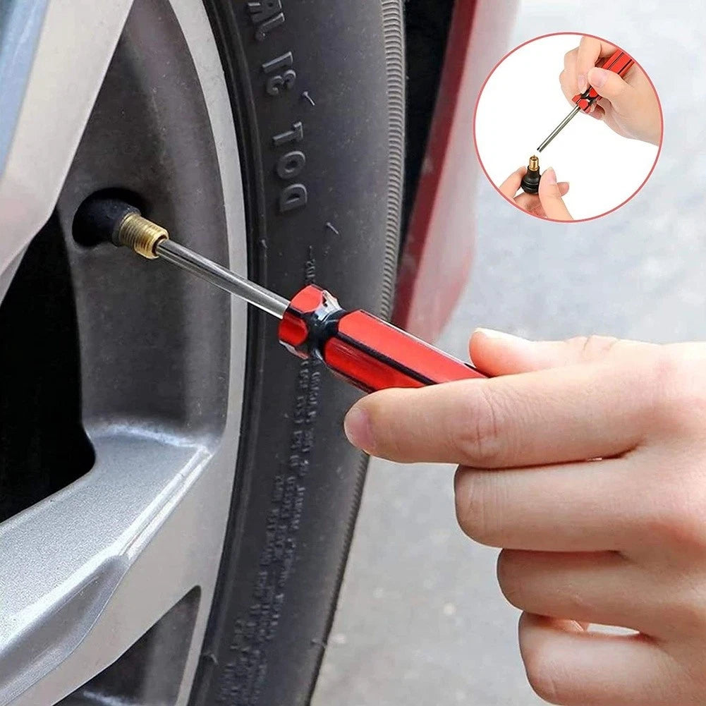 Tire Valve Kit with Core Removal Tool for Roadside Tire Repair